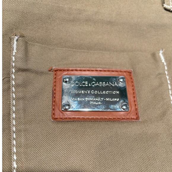 Women's Dolce & Gabbana Khaki Cotton Pants, Size 40, EUC - Picture 4 of 5